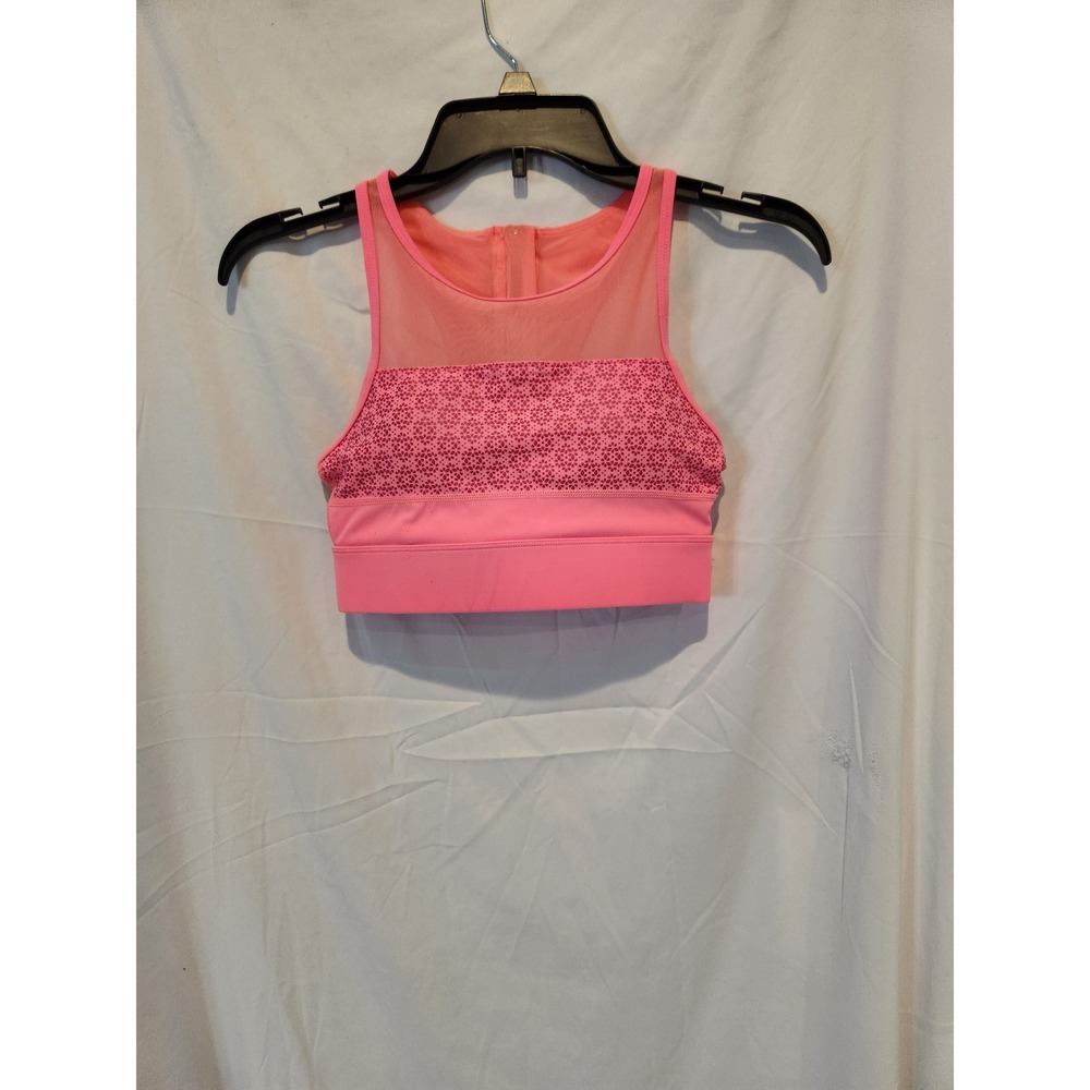 Ziya Active Neon Pink Mesh High Neck Sports Bra One More Rep Zipper Back 2X